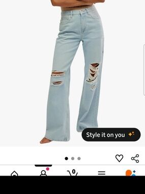 Free People Womens Tinsley Baggy High-Rise Ripper Jeans